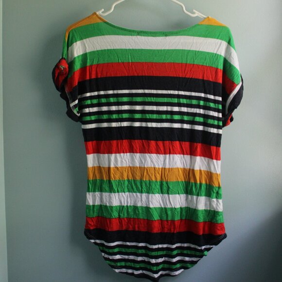 Rainbow stripe shirt. Scoop neck. Size ~M-L - Picture 2 of 2